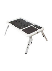 Huayang Foldable Laptop Stand with 2 Cooling Fan Table, White/Black