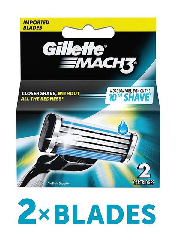 Gillette Mach 3 Blades Cassettes for Men, 2 Pieces