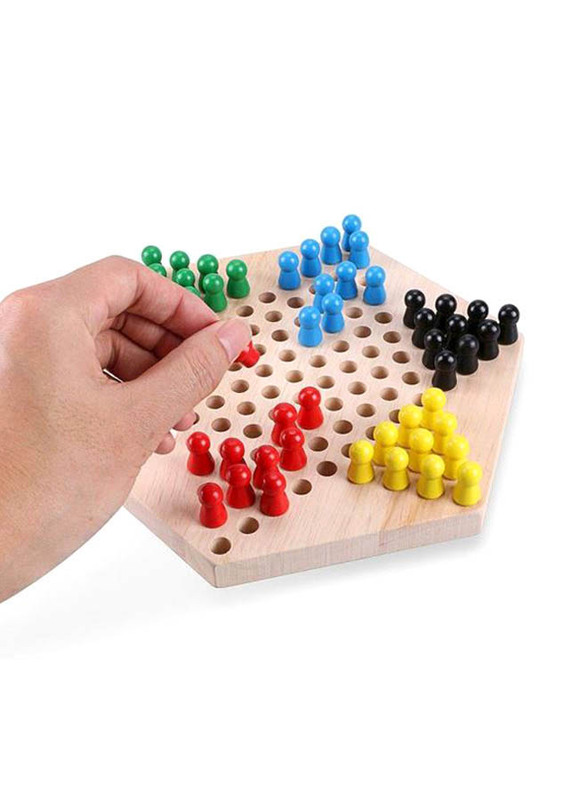 Chinese Checkers Game Wooden Marbles, Ages 6+