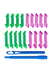 Shafire Rollers and Hooks, Green/Pink/Blue, 20 Pieces