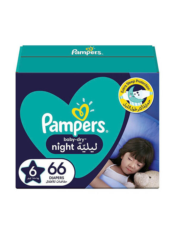 

Pampers Baby-Dry Night Diapers for Extra Sleep Protection, Size 6, 14+ kg, 66 Count