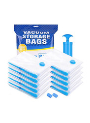 10-Piece Reusable Vacuum Storage Bags with Travel Hand Pump, 60x80cm, GC2163, White/Blue