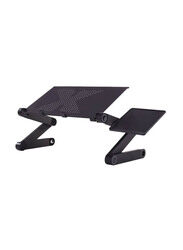 Deo King -Metal Adjustable Laptop Desk with Mouse Board, Black