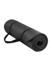 Anti-Tear Exercise Mat with Carrying Strap, One Size, Black