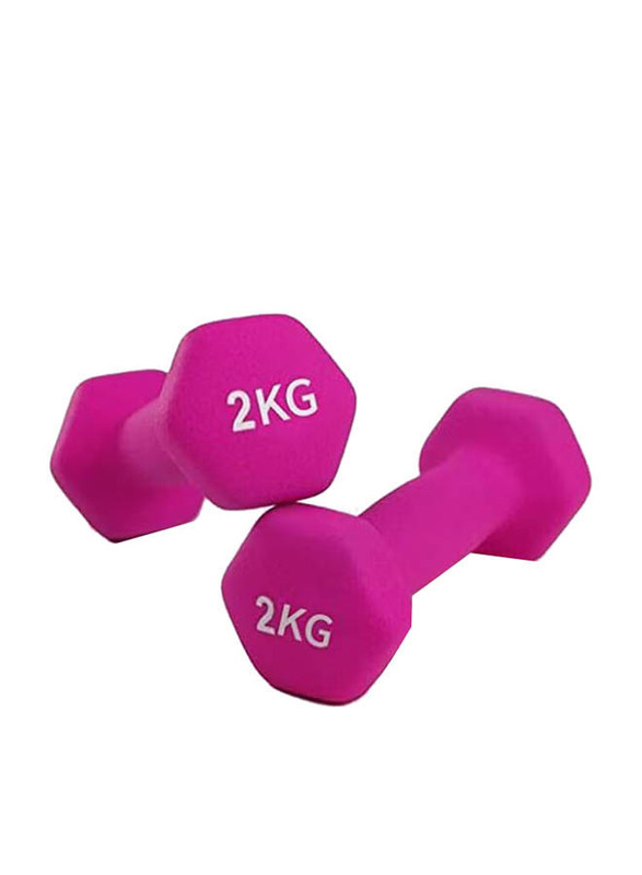 Classical Head Vinyl Dumbbell Set, 2 x 2 KG, Pink