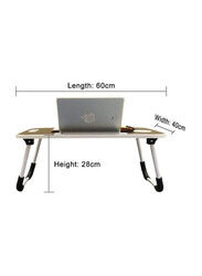 Foldable Laptop Table with Cup Holder, Brown