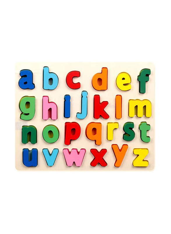 Cubic Wooden Alphabet Building Puzzle, Multicolour