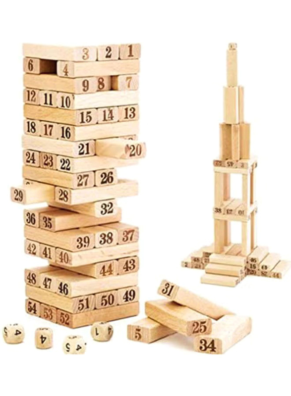 Jenga Medium Size With Dice, 54 Pieces, Ages 5+