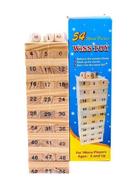 Unique Wooden Domino Tower Set, 54 Pieces, Ages 3+