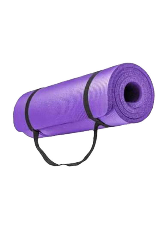 Anti-Tear Exercise Mat with Carrying Strap, 60 x 10cm, Purple