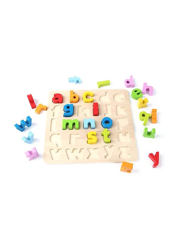 3D Lowercase Wooden Alphabet Learning Board, Multicolour