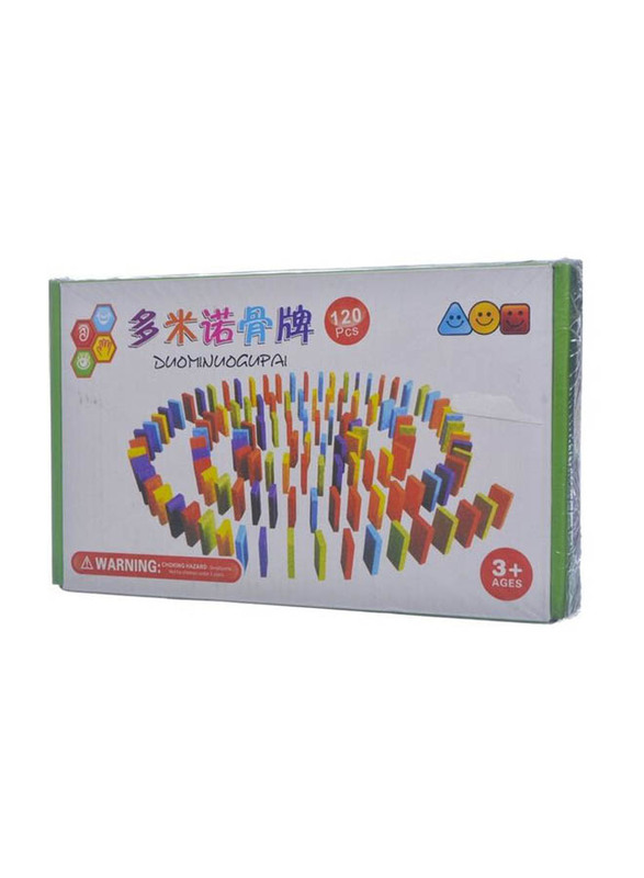 Wooden Rainbow Blocks Domino, 120 Pieces, Ages 3+, Multicolour