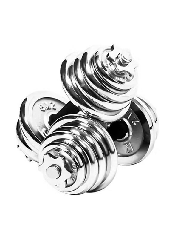 

Fitness World Integrated Dumbbell Weight, 15 KG, Silver/Black