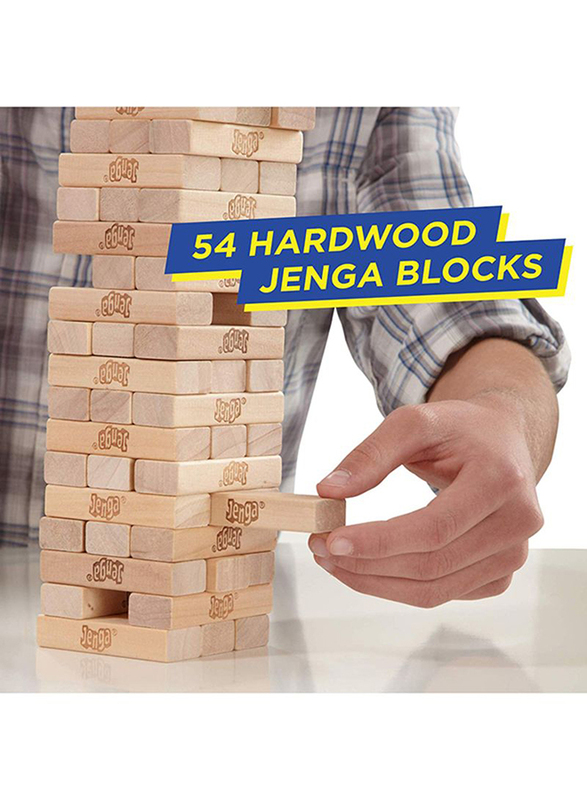 Hasbro Classic Jenga Stacking Blocks, 54 Pieces, Ages 6+