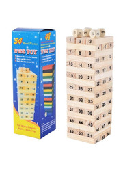 Wiss Toy Wooden Tower Building Blocks Toy, 54 Pieces, Ages 3+, Beige