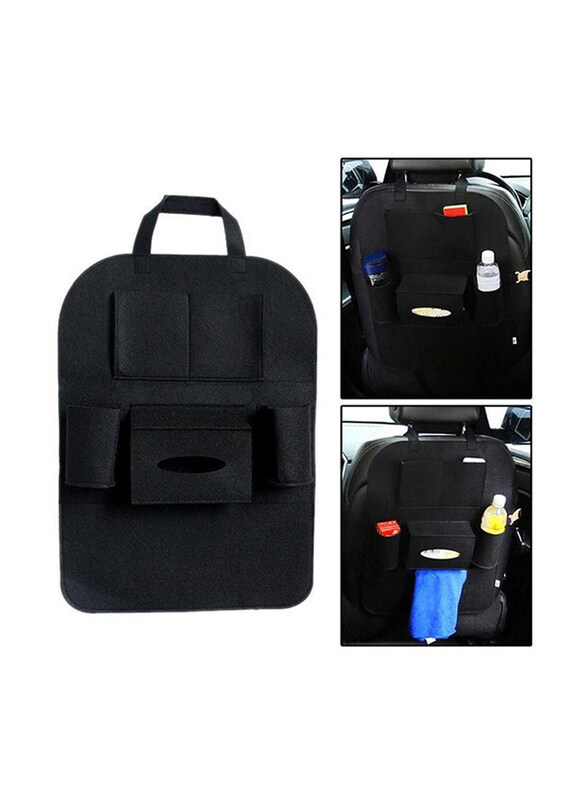 Car Seat Back Multi Pocket Storage Organizer Bag, F1498, Black