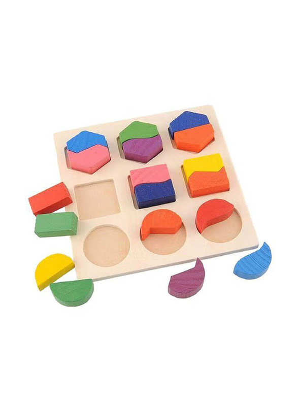 Geometric Fraction Montessori Wooden Toy, Ages 3+, Multicolour