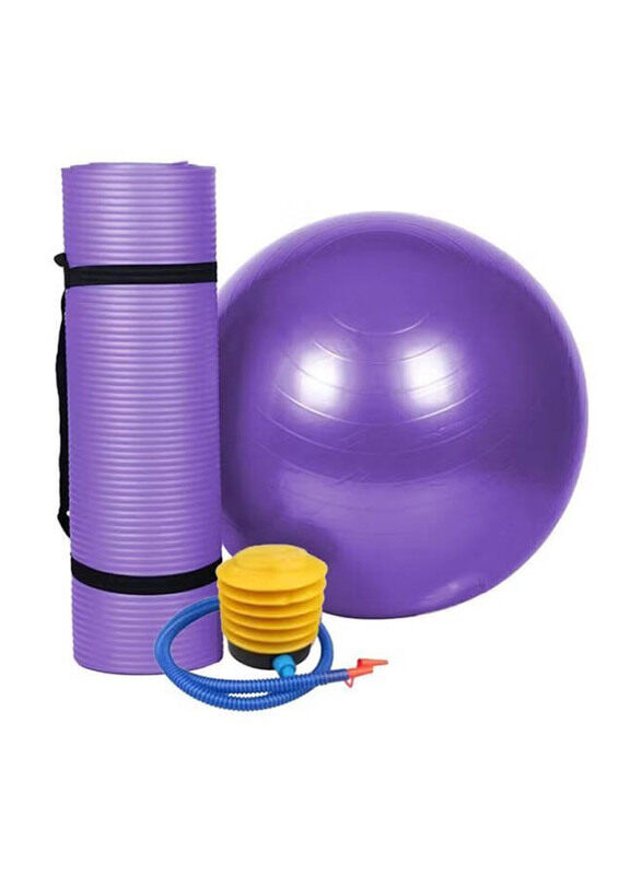 

Generic Yoga Mat And Ball Set, 3 Piece, Purple