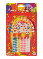 Sarvah Birthday Candle Set, 12 Pieces, Blue/White/Pink/Yellow