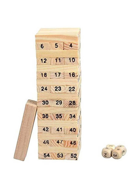 Wooden Tower Building Blocks Domino Jenga Game Toy, KB-852M987541, 5+ Years, Beige