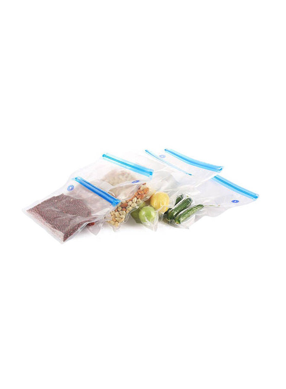 5-Piece Vacuum Food Storage Bag with Air Pump & Sealing Clip, Clear