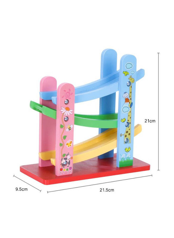 Miniature Speeding Car Race Tracks Wooden Toy, Ages 3+, 21.5 x 21 x 9.5cm, Multicolour