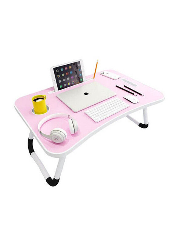 Foldable Laptop Table with Cup Holder, Multicolour