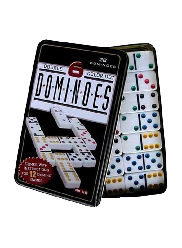Dominoes Double Dot Dominoes Set with Tin Case, 28-Pieces, Ages 8+