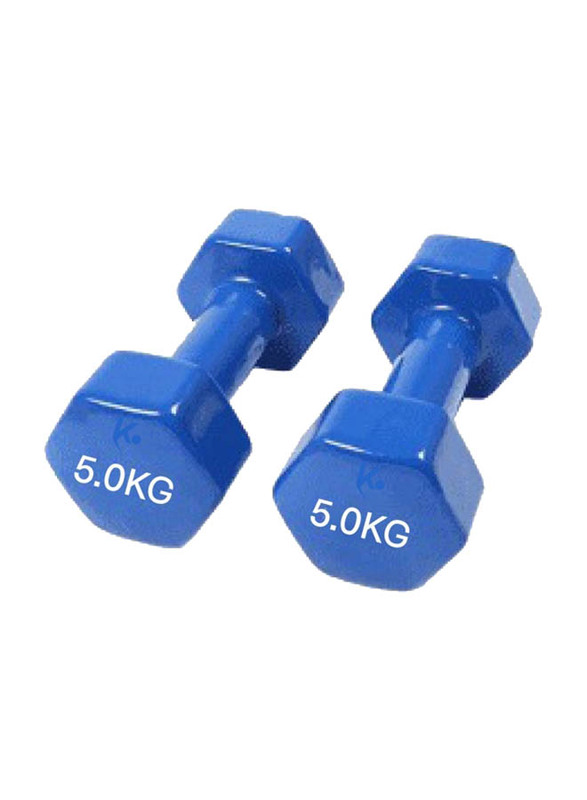 Weight Lifting Training Dumbbells Set, 2 x 5 KG, Blue