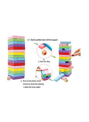 Wooden Tumbling Tower Toy, 54 Pieces, Ages 3+, Multicolour