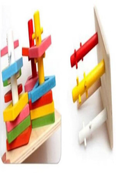 Wooden Column Geometric Tower, Multicolour, Ages 3+