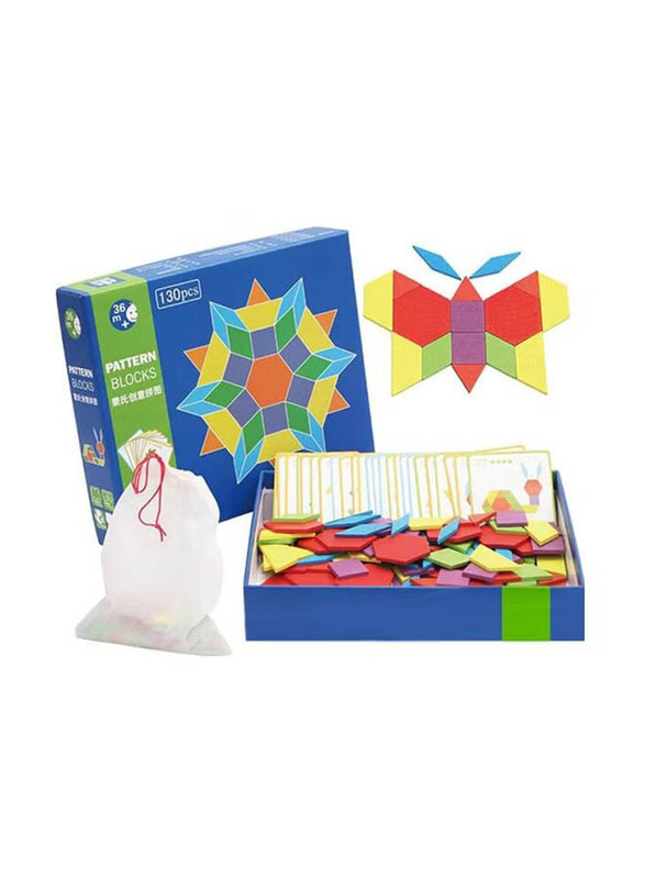 FunBlast Wooden Pattern Block, 130 Pieces, Ages 3+