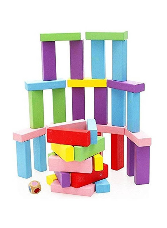 Webby Wooden Colourful Building Blocks, 48 Piece, Ages 3+, Multicolour