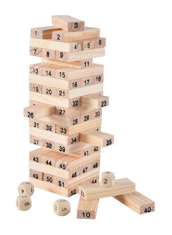 Tower Building Blocks, 54 Pieces, Ages 3+, Beige