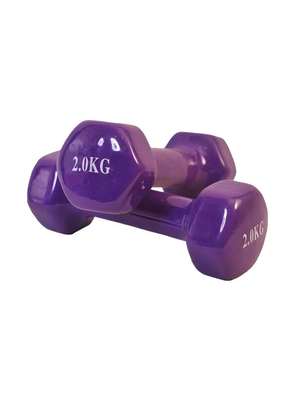 

Pro Hanson Vinyl Coated Fixed Weight Dumbbells Set, 2 x 2 KG, Purple