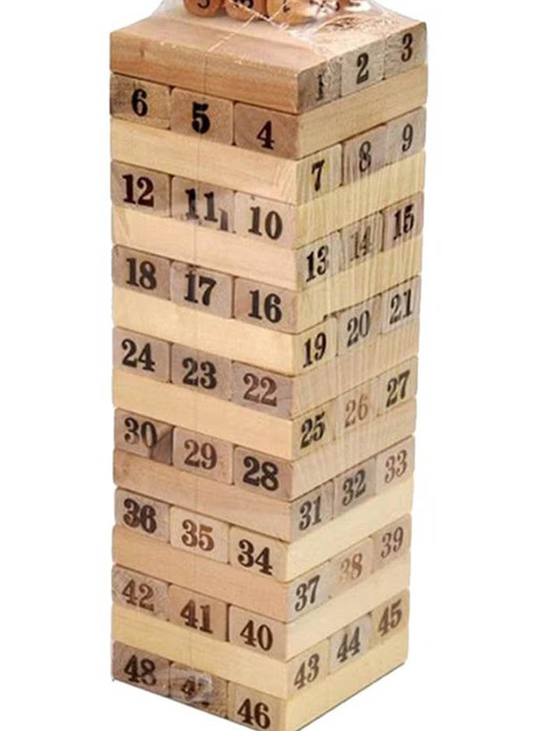 Large-Scale Digital Laminated Jenga Wooden Blocks, 48 Pieces, Ages 3+