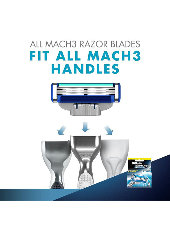 Gillette Mach 3 Turbo Manual Shaving Razor Blades Unisex, 43557, 2 Pieces