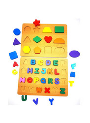 Asmat Wooden Alphabet & Geometric Shape Learning Puzzle, Multicolour