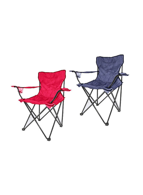 

Margoun 2-Piece Foldable Camping Chair Set with Bag, 90 x 50cm, Red/Dark Blue