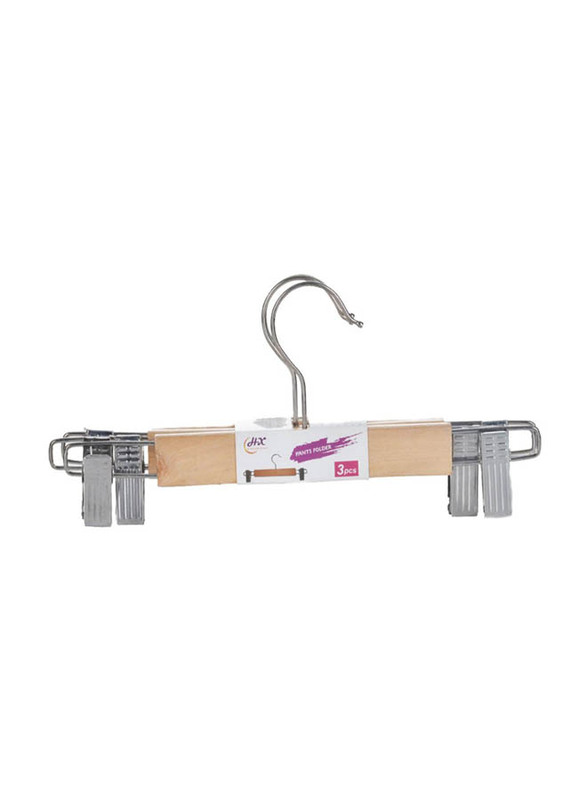 3-Piece Cloth Hanger Set with Clip, Silver/Beige