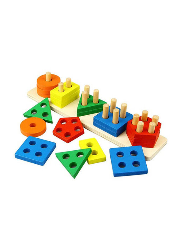 

Generic Geometric Sorting Wooden Educational Toy With 5 Shapes Set, Ages 2+
