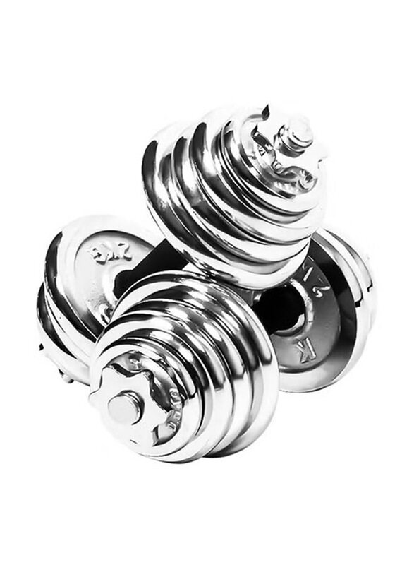 

Fitness World 2 In 1 Integrated Weight Range Dumbbells Set, 15 KG, Silver