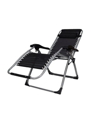 BJM Foldable Adjustable Reclining Chair, 177cm, Black