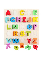 Candywood Wooden Alphabetical Early Education Learning Game Toy Set, 26 Pieces, Ages 3+, 30.48 x 30.48 x 2.54cm, Multicolour