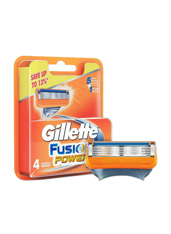 Gillette 4-Blades Fusion Manual Shaving Razor Blades, Multicolour, 4 Piece