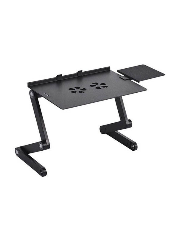 

Generic Foldable Laptop Table Stand with Mouse Pad And Cooling Fans, Black