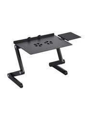 Foldable Laptop Table Stand with Mouse Pad And Cooling Fans, Black