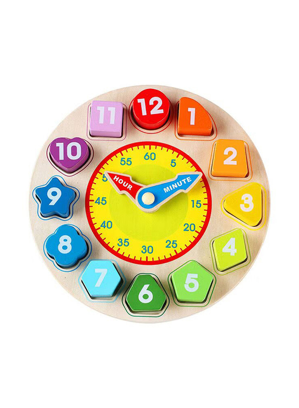 Wooden Shape Sorting Clock, Multicolour, Ages 1+