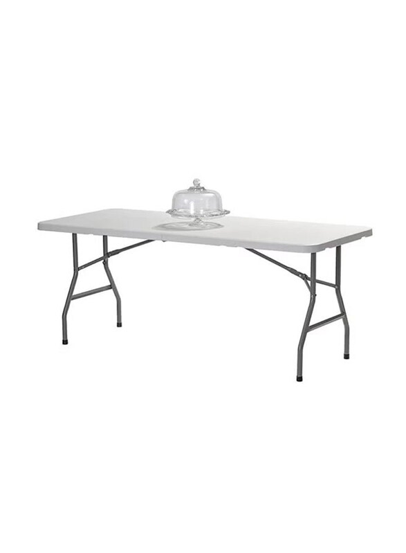 Foldable Lightweight Table, 6 Feet, White/Grey