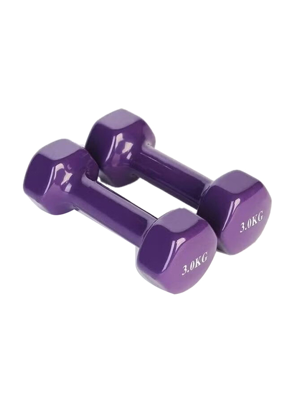 Double Dumbbell Vinyl Set, 2 x 3 KG, Purple